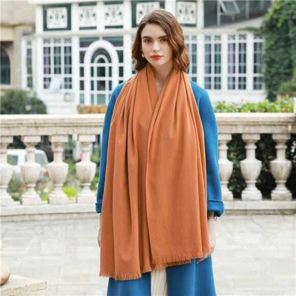 Women Pashmina Shawl Wraps for Party Orange - Picture 4 of 6